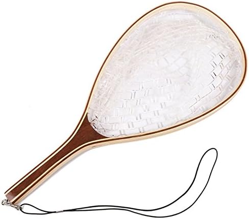 Fly Fishing Landing Net Trout Fishing Net, Soft Rubber Catch and Release Fish Net with Wooden Handle Frame, Gifts for Him