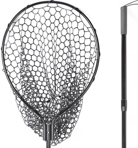 High Strength Large Landing Net - Fishing Net with Telescoping Handle and Soft Rubber Netting, Kayak/Fly Fishing Net - Length: 60″, Depth: 19.5″, Hoop: 23″ x 18″, Suitable for 1 & 2 Handed Use - Image 5